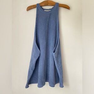 Free People Top Women’s Large Blue Tank Terry Cloth Blue Oversized